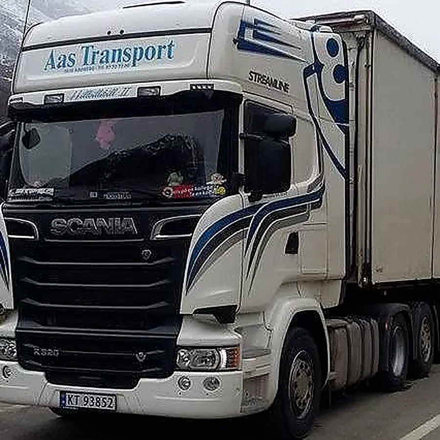 Scania R500 Streamline med Aas Transport-livery, registrert KT 93852.